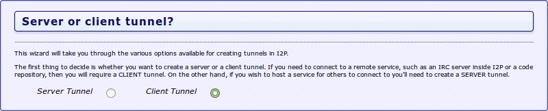 i2p Client Tunnel